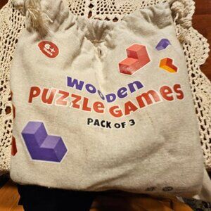 3 wooden brain teaser puzzles